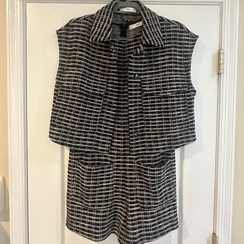 Mango tweed jumpsuit set with vest